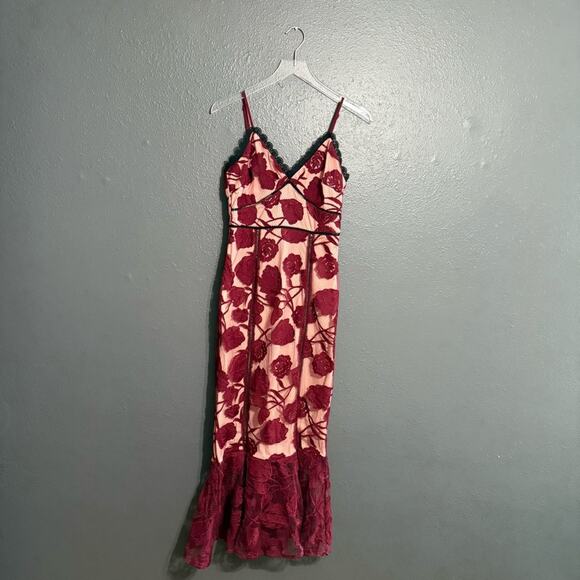 Lulu's Alluring Dream Floral Embroidered Mesh Lace Midi Dress Size S - Picture 3 of 10